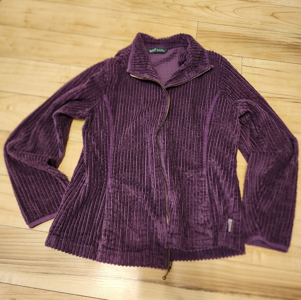 Woolrich Jacket Womens Medium Eggplant Purple Corduroy Full Zip
